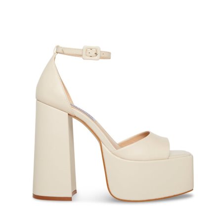 Sandalias Tacones Steve Madden Kassiani Cuero Mujer Beige | ES DX6089